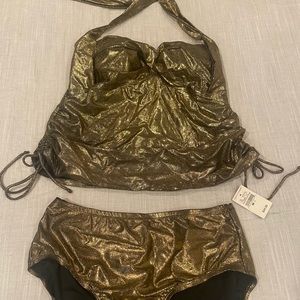 Gold/bronze metallic Tankini